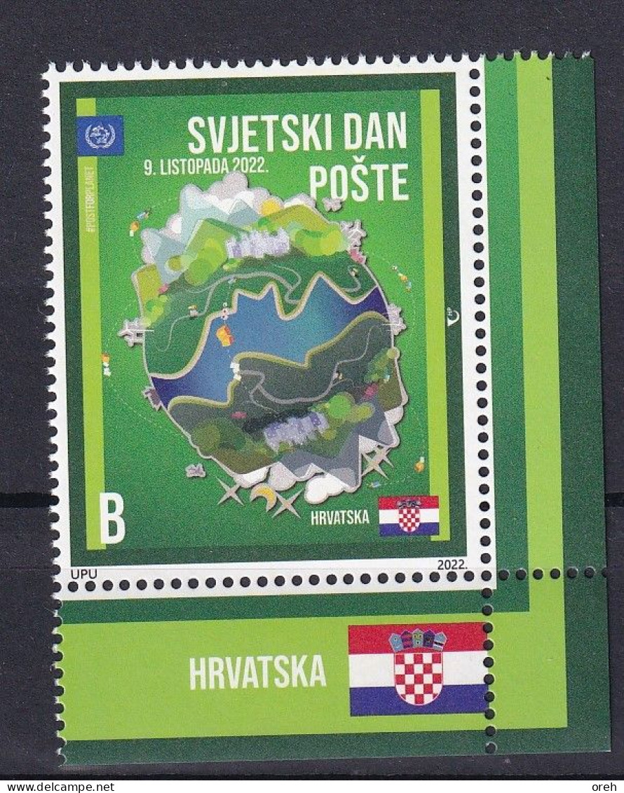 CROATIA 2022,WORLD POST DAY,FLAG,,MNH - Kroatien