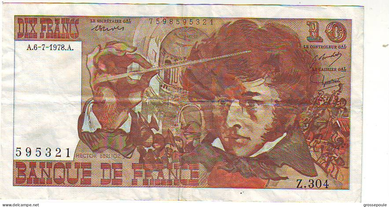 BILLET 10 FRANCS BERLIOZ - Du 6 Juillet 1978 - état 7/10 - 10 F 1972-1978 ''Berlioz''