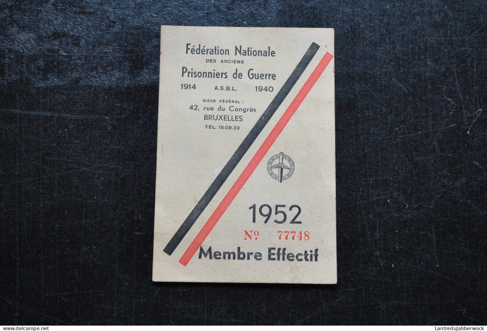 Ransart STASSIN Fédération Nationale Des Anciens Prisonniers De Guerre 1914 1940 - 1952 - Membre Effectif - Documenti