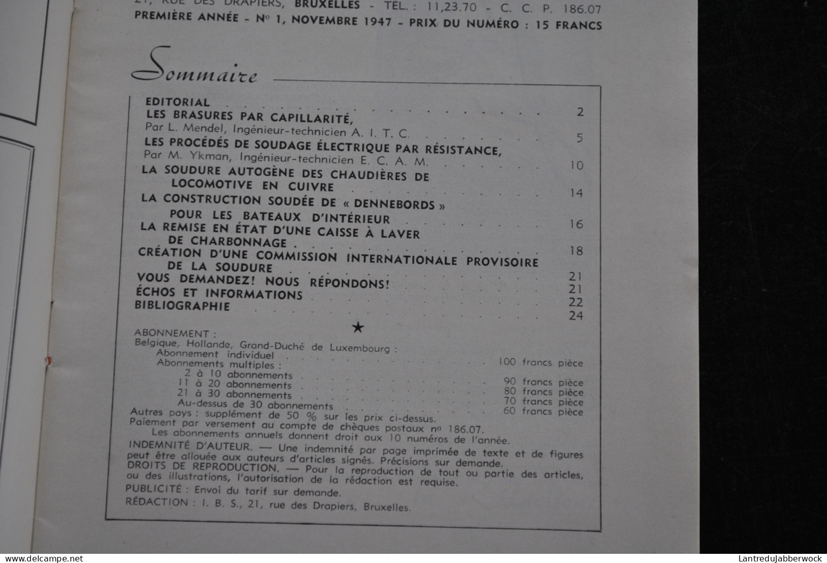 La Pratique Du Soudage Revue Technique De Soudure N°1 Novembre 1947 Autogène Chaudière De Locomotive Charbonnage Brasure - Do-it-yourself / Technical