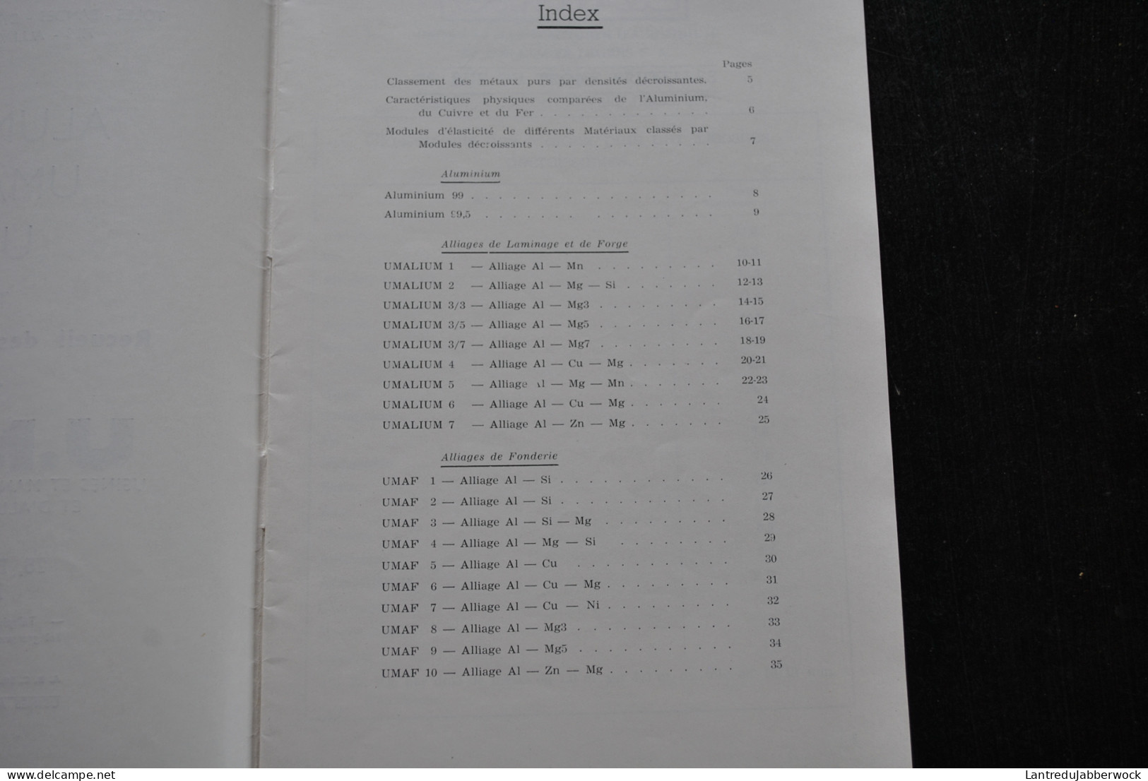 U.M.A.L Usines Et Manufactures D'aluminium Et D'alliages Légers S.A. Caractéristiques Umalium UMAF UMAL RIVETS Elektron - Bricolage / Técnico