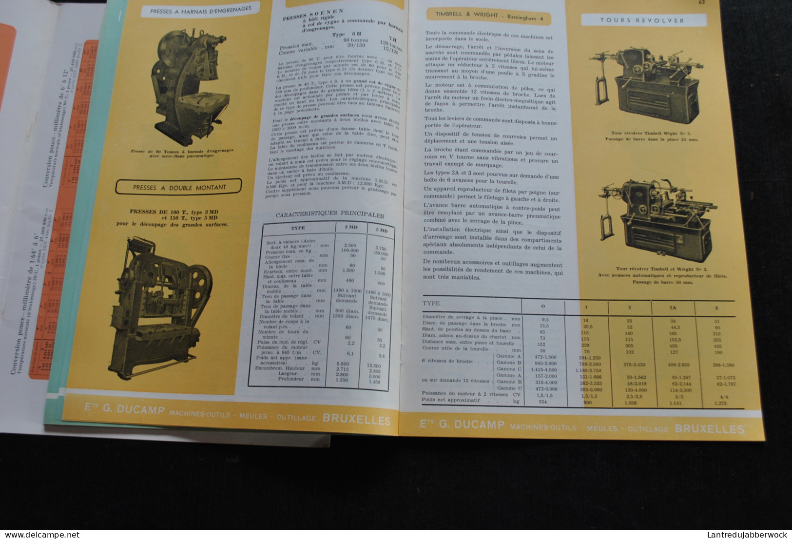 CATALOGUE Etablissements G. DUCAMP Machines-ouitils Outillage Meules Foreuse Fraiseuse Rectifieuse Presse Cintreuse Ets. - Bricolage / Technique