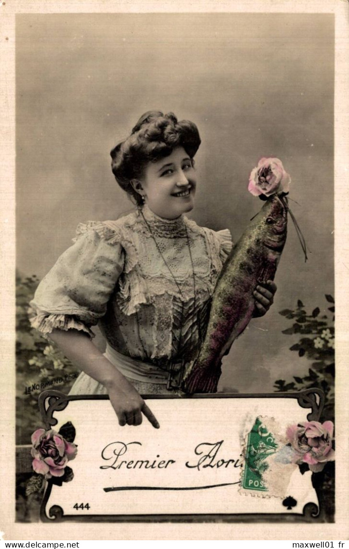 O4 - Carte Postale Fantaisie - Femme - Poisson - Premier Avril - 1er Avril - Poisson D'avril