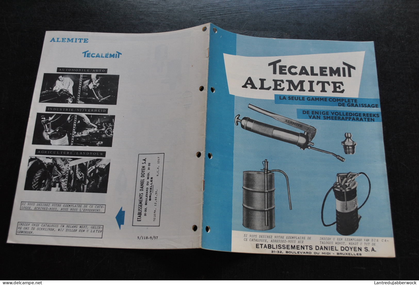 Catalogue De Présentation De Produits TECALEMIT ALEMITE Graissage Smeerapparaten Etablissements Daniel DOYEN 1957? - Basteln