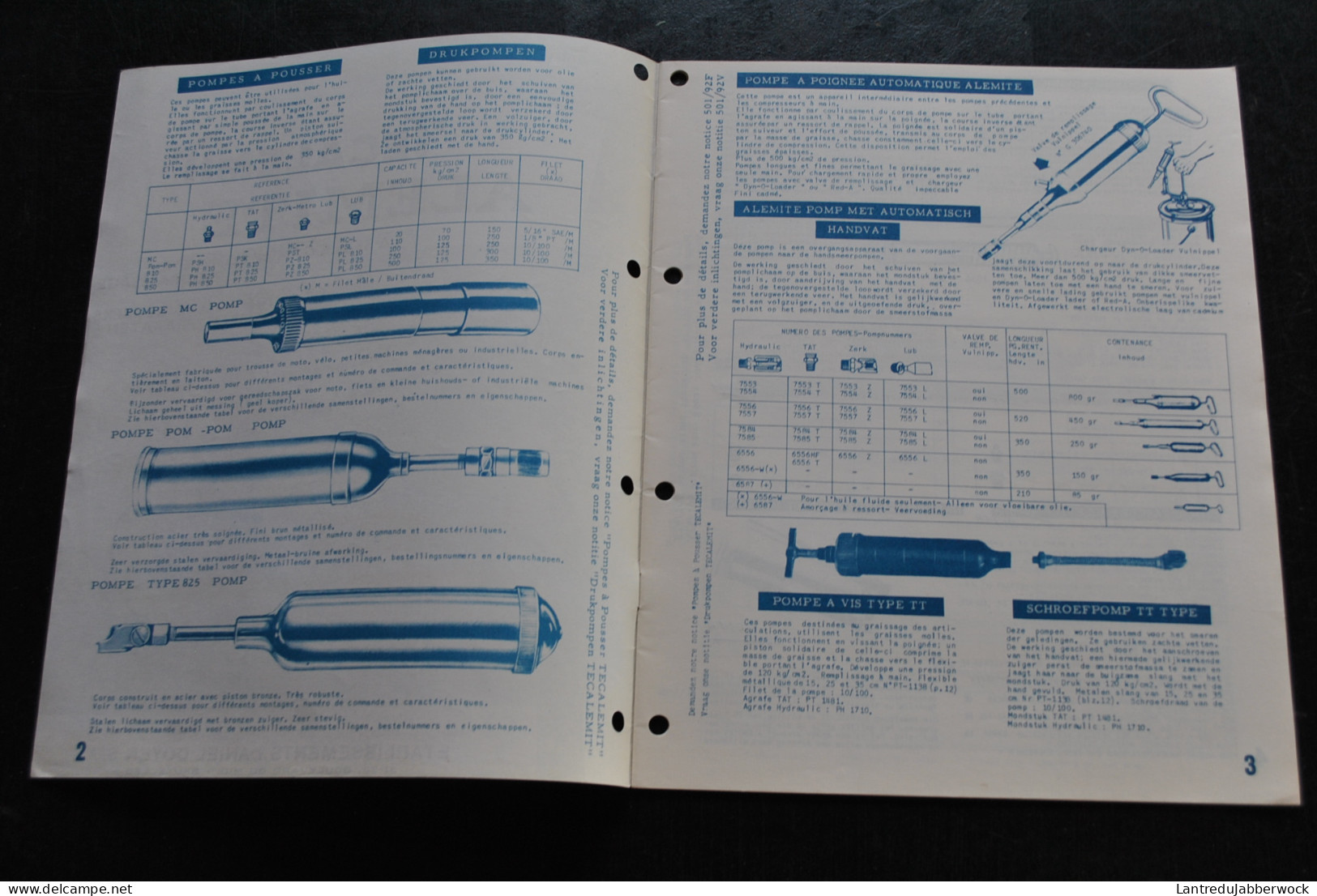 Catalogue De Présentation De Produits TECALEMIT ALEMITE Graissage Smeerapparaten Etablissements Daniel DOYEN 1957? - Bricolage / Técnico