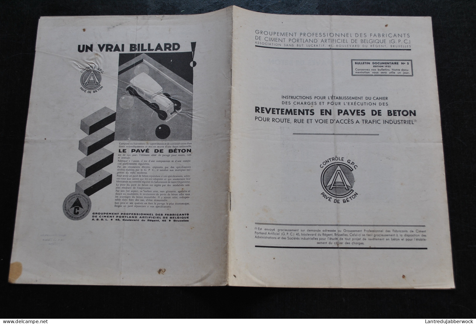 Revêtements En Pavés De Béton Pour Route Rue Et Voies D'accès à Trafic Industriel 1932 Ciment Portland Artificiel - Knutselen / Techniek