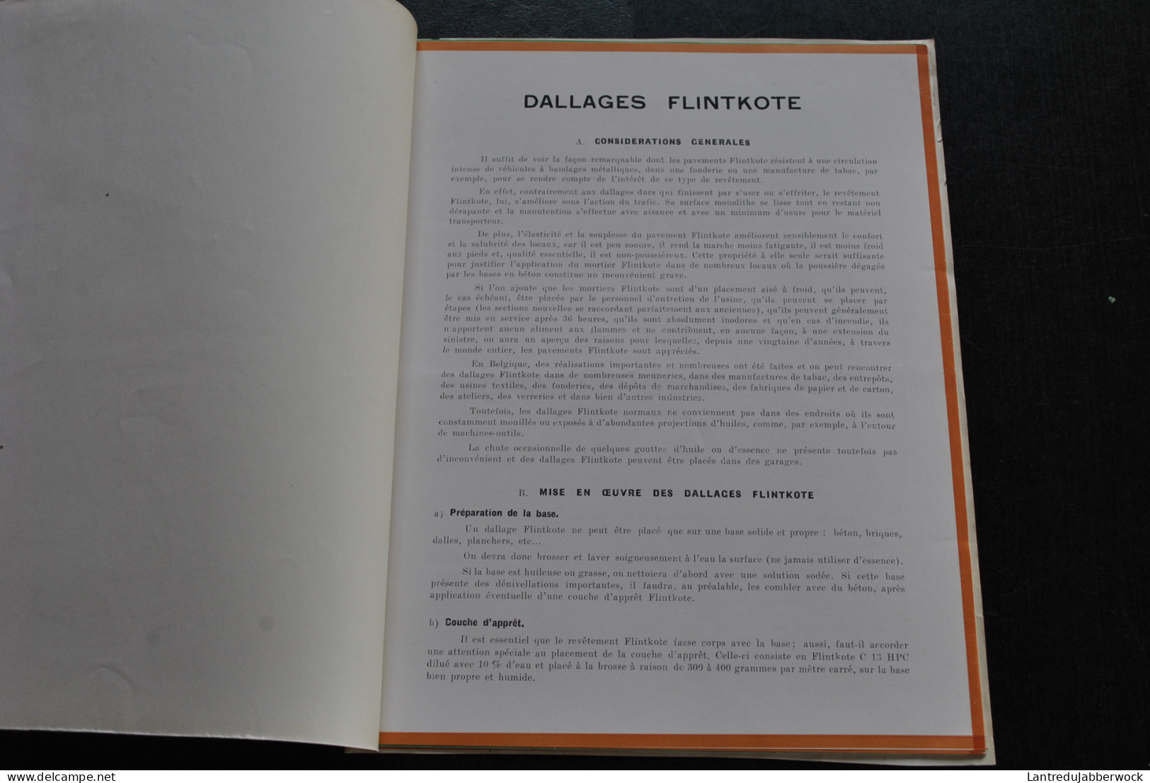 Dallages FLINTKOTE Mortier Isolant émulsion Toiture  Imperméabilisation Du Béton Belgian Shell Comany  - Do-it-yourself / Technical