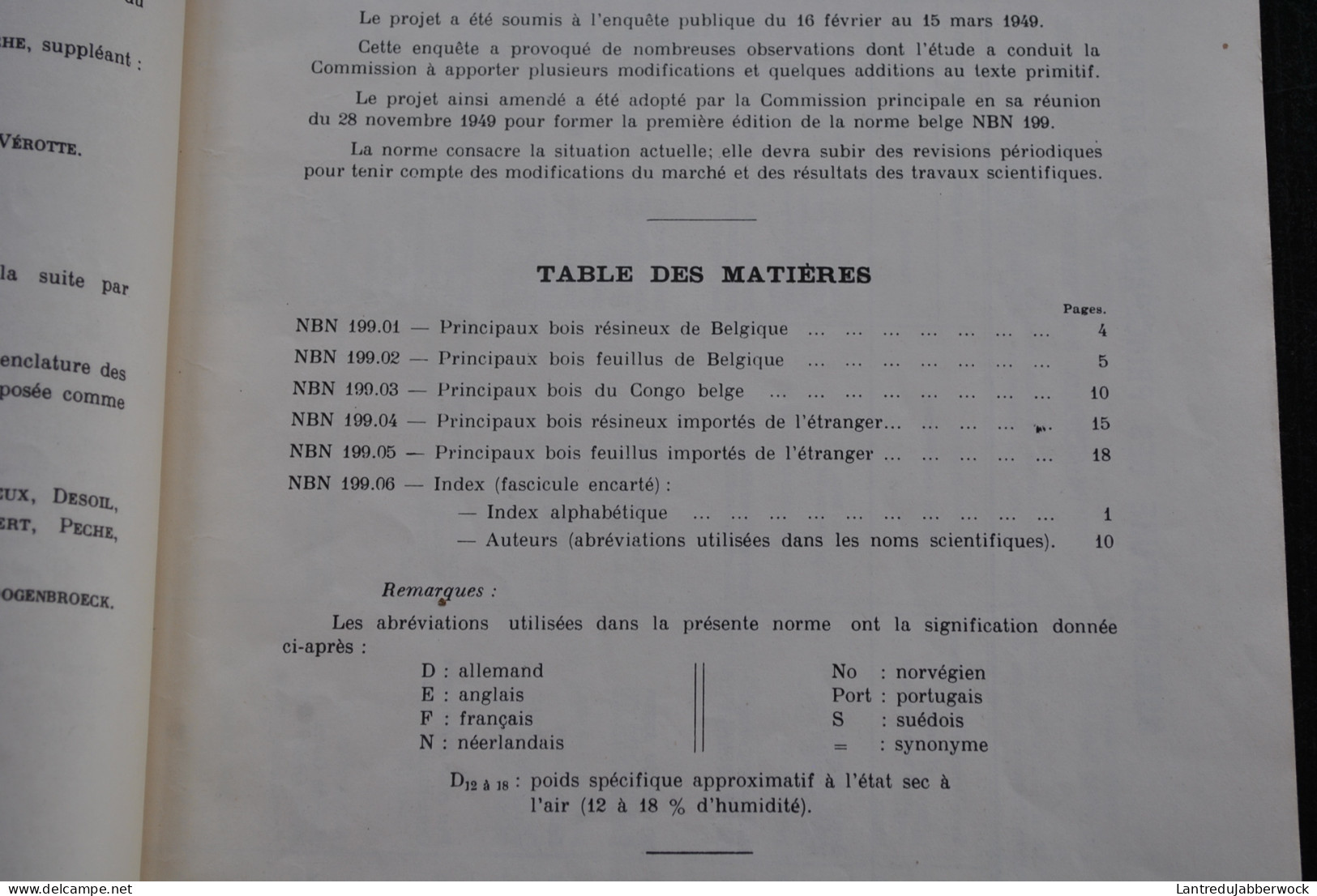 BOIS Nomenclature Des Principaux Bois Utilisés En Belgique 1950 HOUT Namenlijst Der Voornaamste In België Houtsoorten - Bricolage / Tecnica