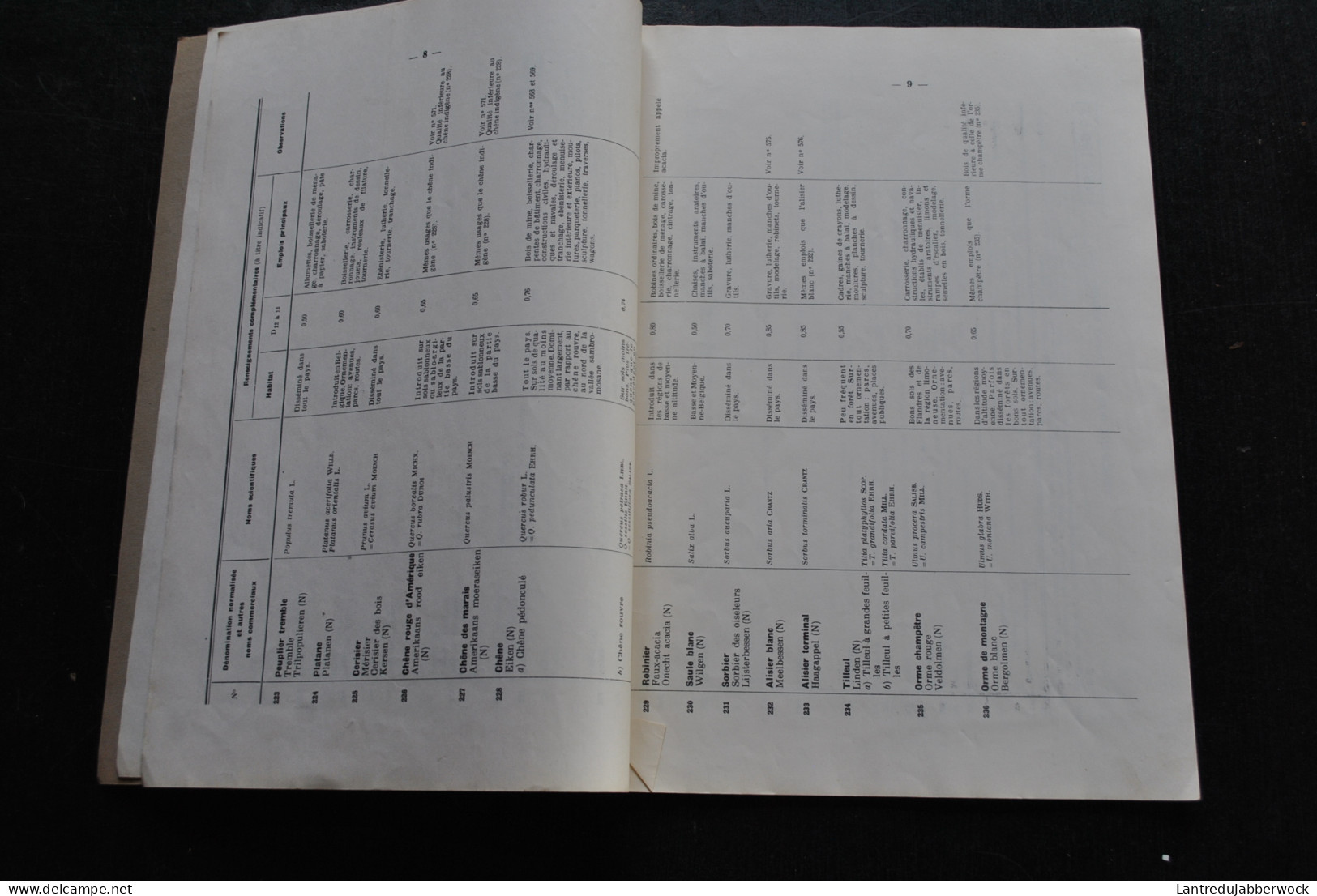 BOIS Nomenclature Des Principaux Bois Utilisés En Belgique 1950 HOUT Namenlijst Der Voornaamste In België Houtsoorten - Basteln