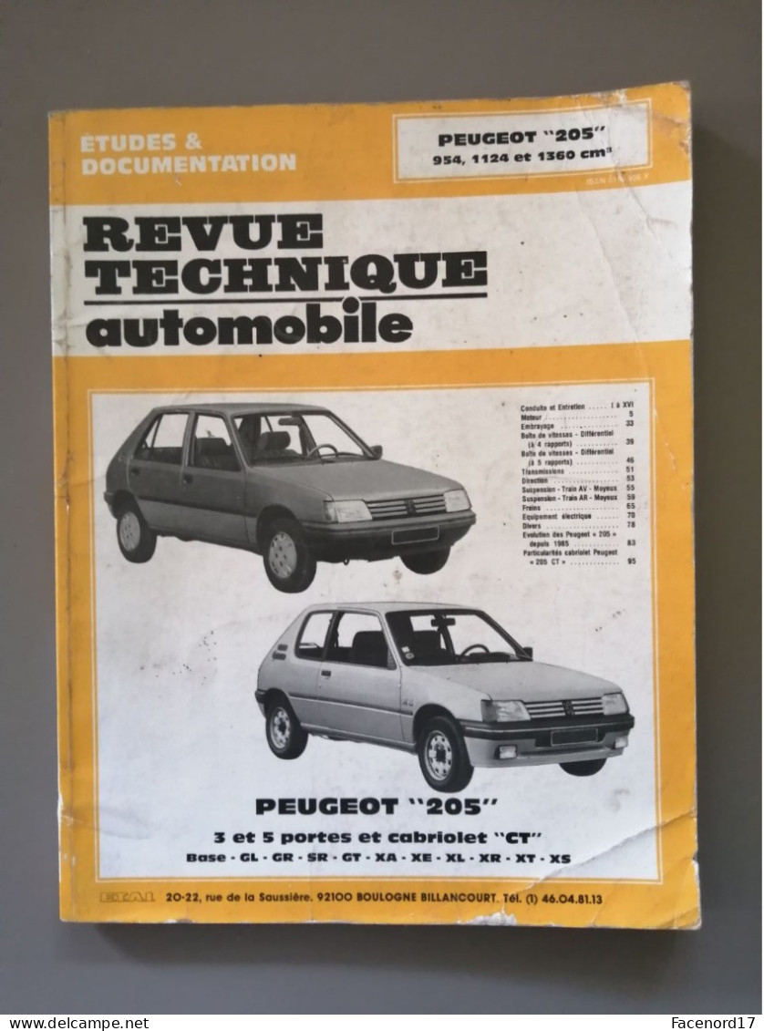 Revue Technique Automobile Peugeot 205 3 Et 5 Portes Et Cabriolet CT  1988 - Auto