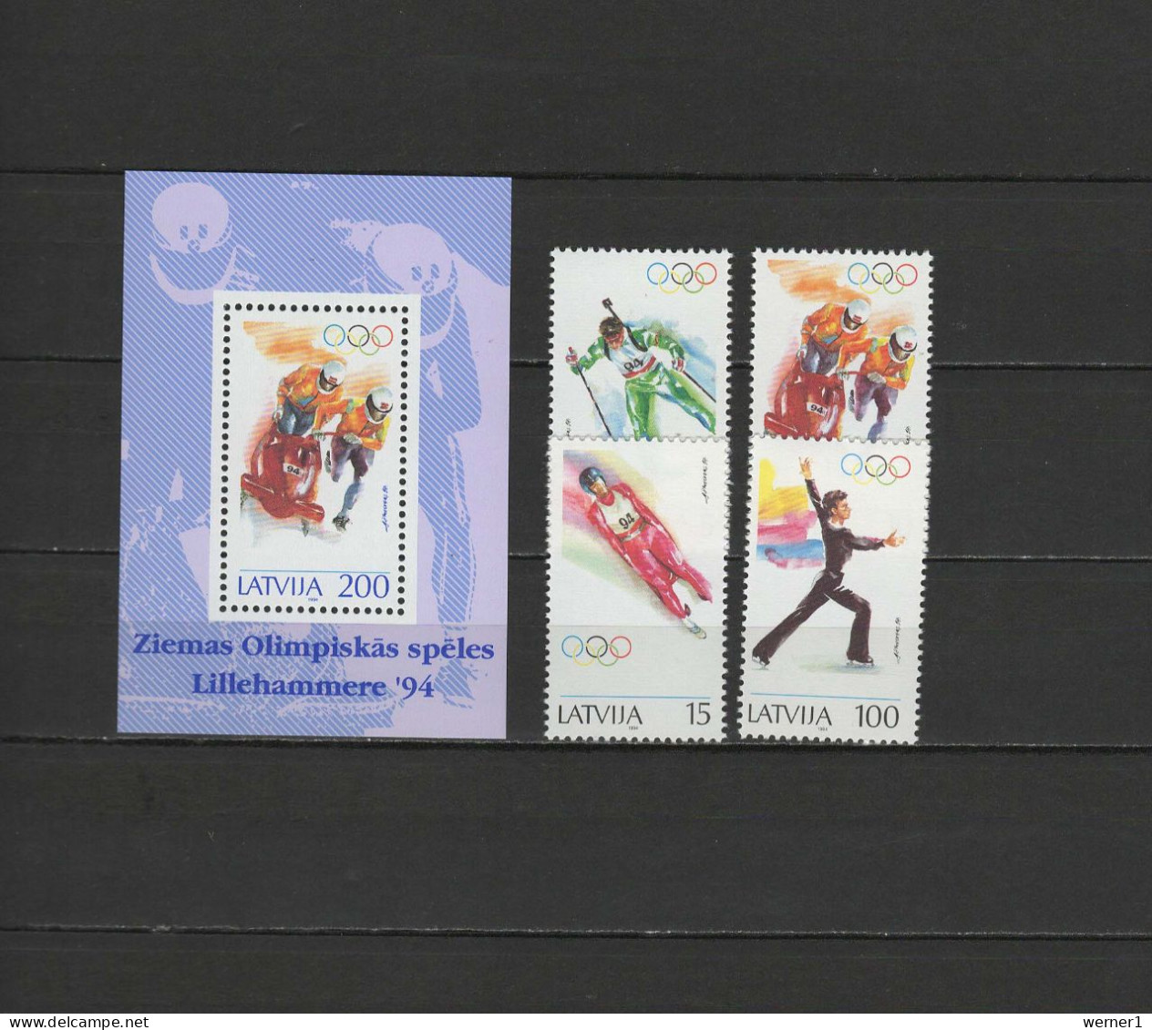 Latvia 1994 Olympic Games Lillehammer Set Of 4 + S/s MNH - Invierno 1994: Lillehammer