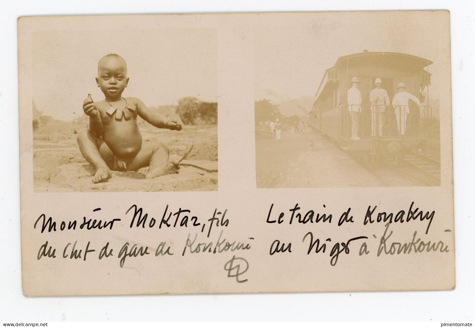 CONGO BRAZZAVILLE LOT 4 CARTES PHOTOS TRAIN DE KONAKRY AU NIGER KOUKOURI G. DURVILLE COURRIER SUR PAPIER YMCA