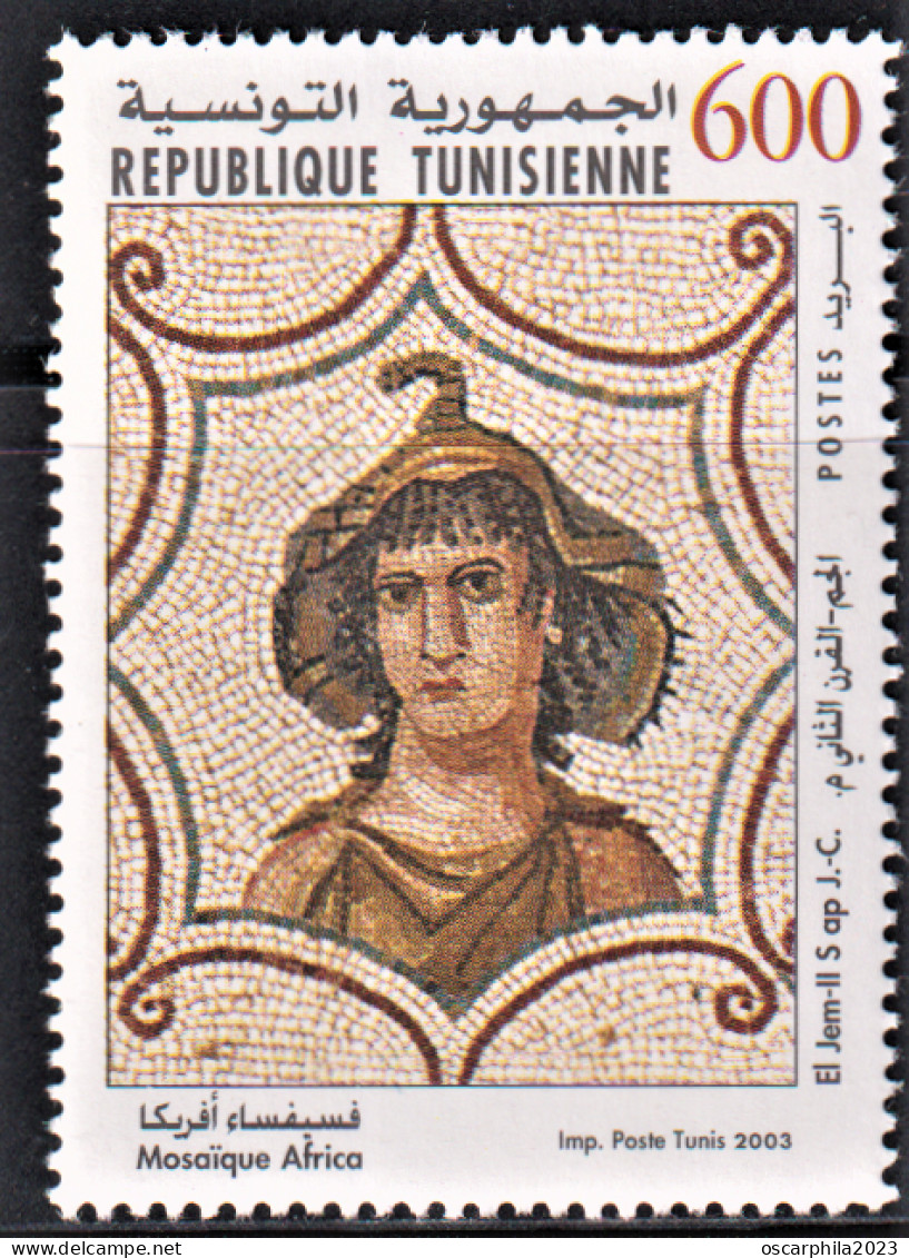 2003-Tunisie / Y&T 1477 - Art, Moisaïques Tunisiennes / " Africa "  El Jem 1V/ MNH***** - Tunesien (1956-...)