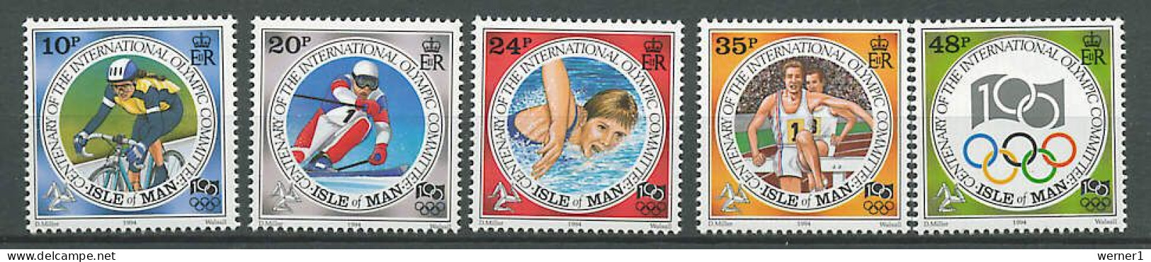 Isle Of Man 1994 Olympic Games IOC Centenary Set Of 5 MNH - Altri & Non Classificati