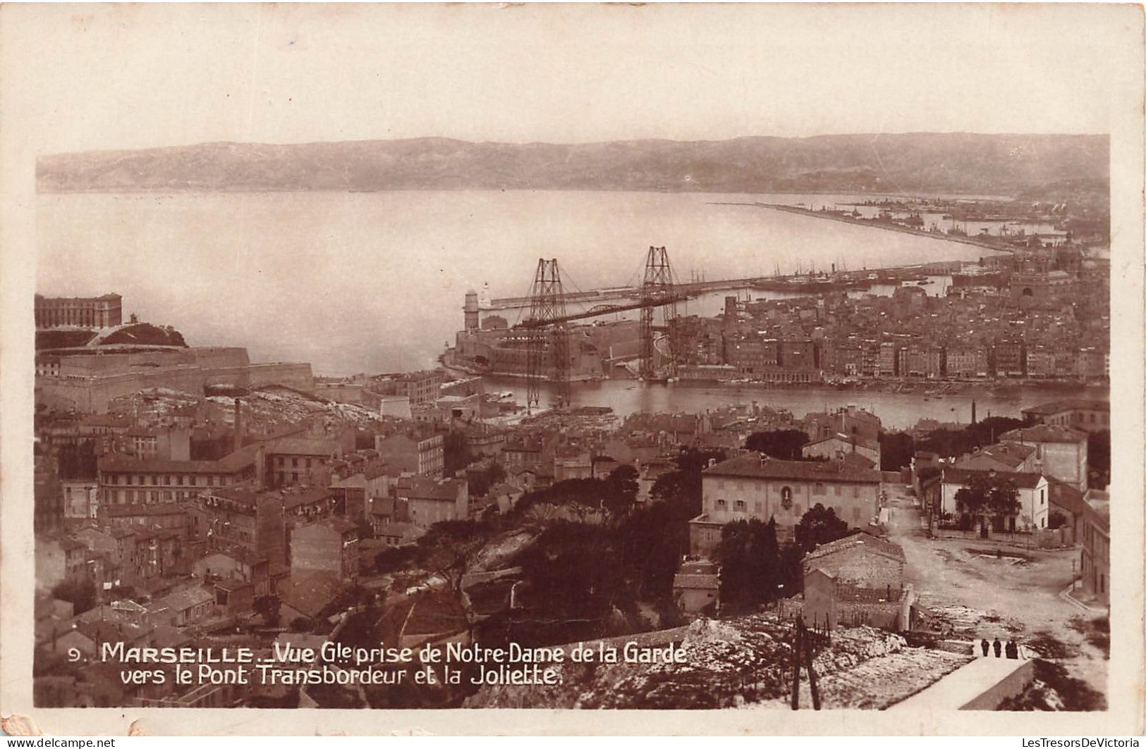 FRANCE - Marseille - Vue Générale Prise De Notre Dame De La Garde Vers Le Pont Transbordeur - Carte Postale Ancienne - Notre-Dame De La Garde, Ascenseur