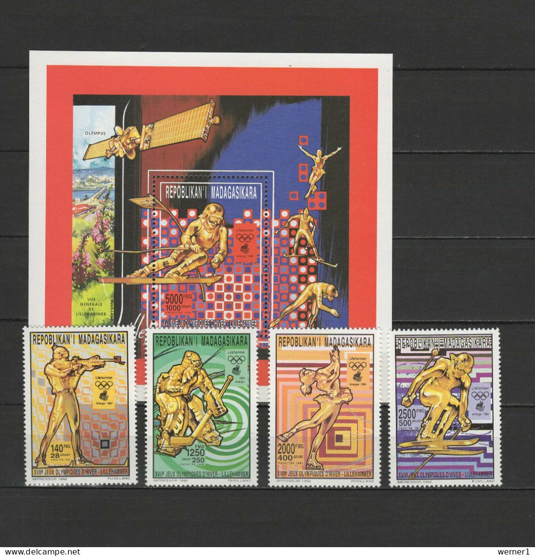 Malagasy - Madagascar 1994 Olympic Games Lillehammer, Space Set Of 4 + S/s MNH - Winter 1994: Lillehammer