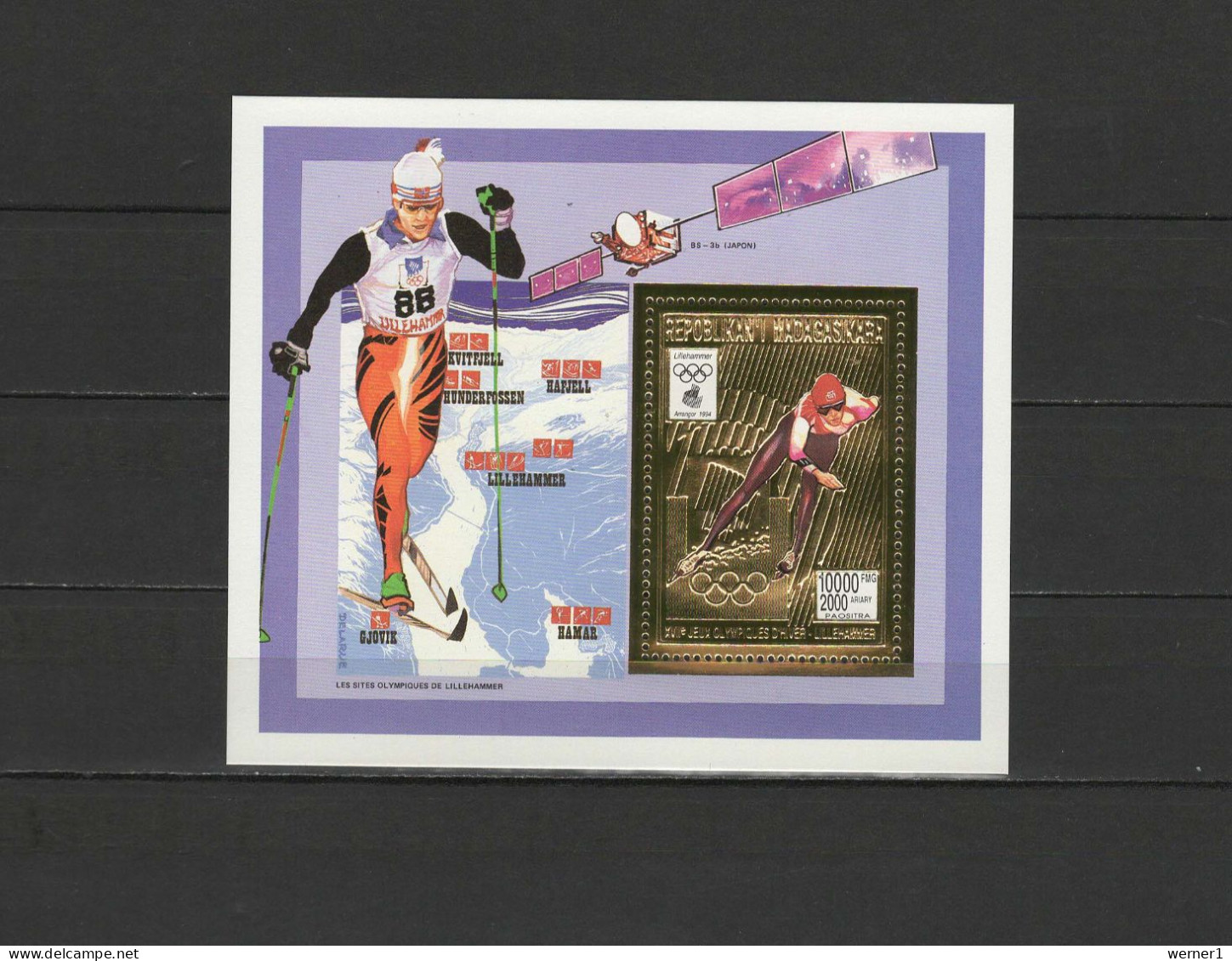 Malagasy - Madagascar 1994 Olympic Games Lillehammer, Space Gold S/s MNH - Winter 1994: Lillehammer