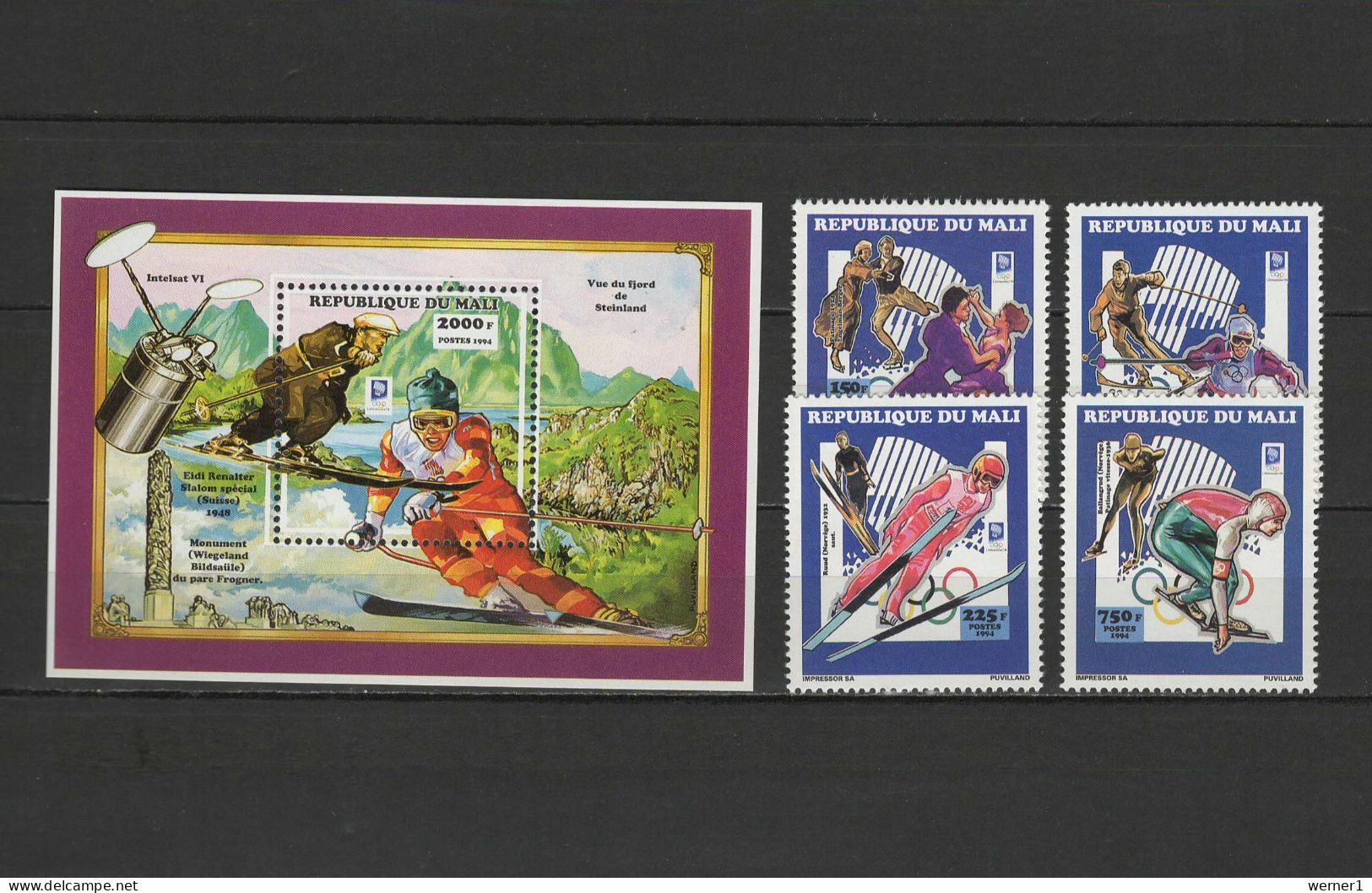 Mali 1994 Olympic Games Lillehammer, Space Set Of 4 + S/s MNH - Inverno1994: Lillehammer