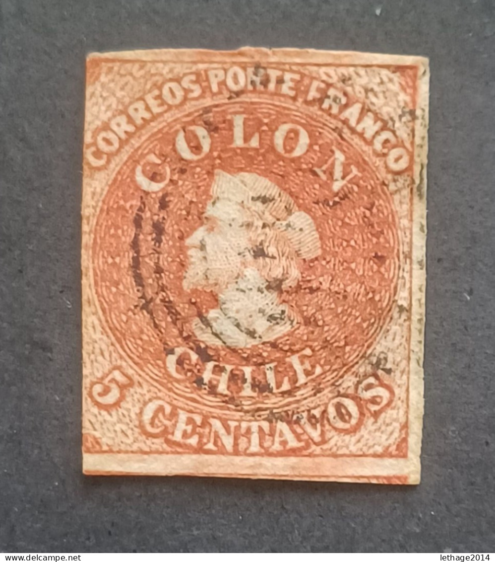 CILE 1865 CRISTOFORO COLOMBO SCOTT N 14 WMK D 3 SCANNERS - Chile