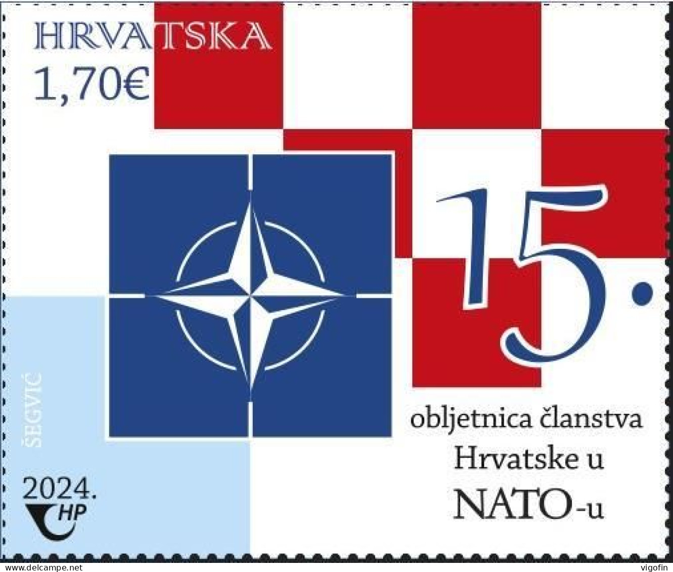 HR 2024-1659 15TH ANNIVERSARY OF CROATIA'S MEMBERSHIP IN NATO, HRVATSKA CROATIA, 1v, MNH - NAVO