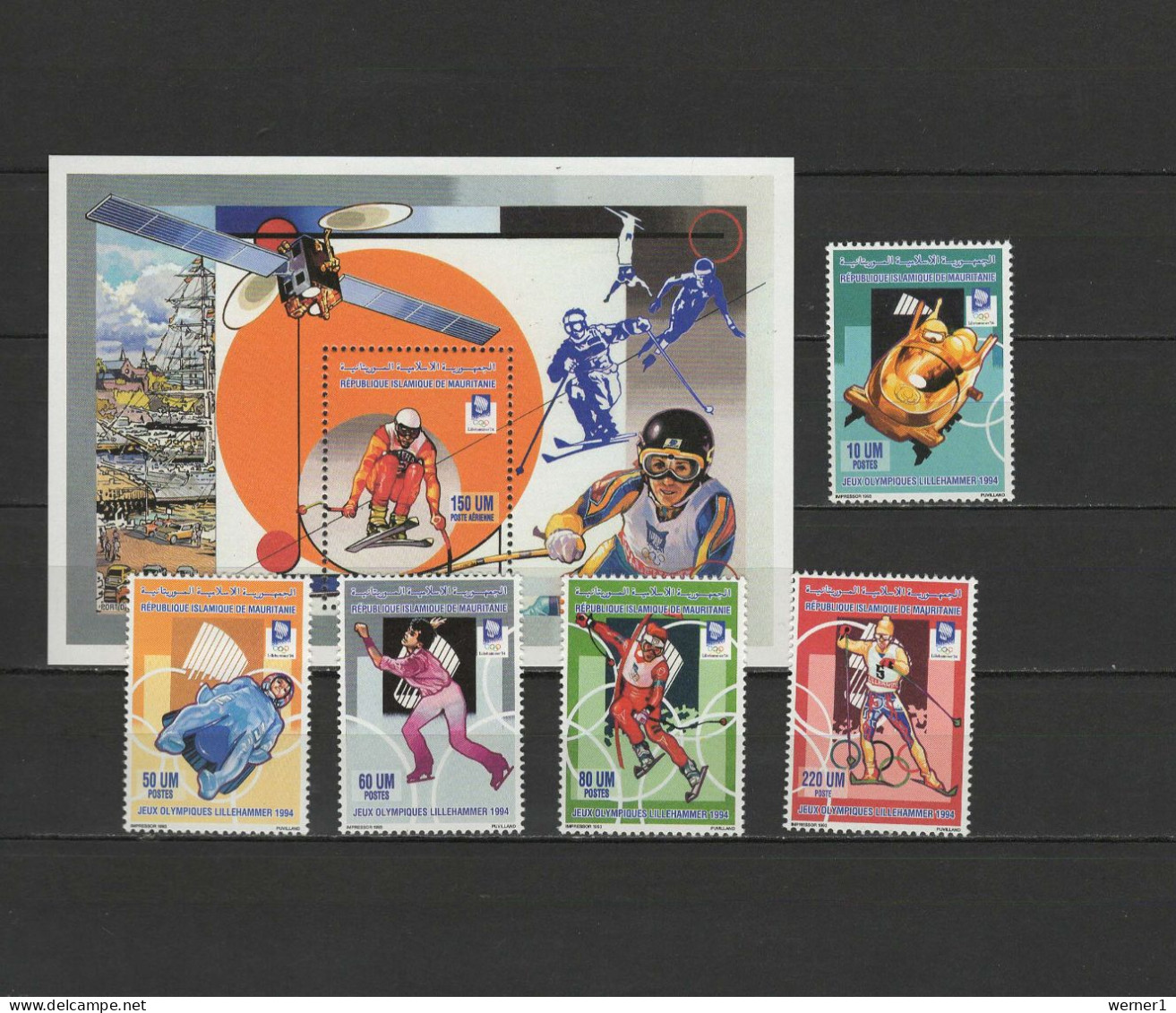 Mauritania 1993 Olympic Games Lillehammer, Space Set Of 5 + S/s MNH - Hiver 1994: Lillehammer