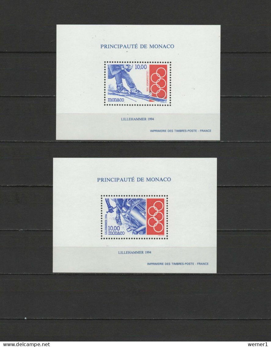 Monaco 1994 Olympic Games Lillehammer Set Of 2 Special S/s MNH -scarce- - Invierno 1994: Lillehammer