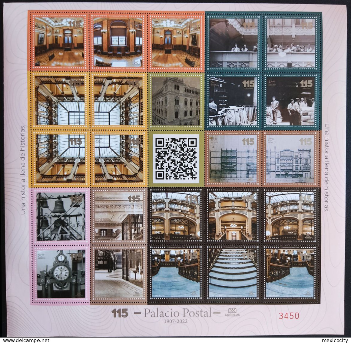 MEXICO 2022 POSTAL PALACE BLDG 115th Anniv Limited Edition 24 Diff. Postal Stamp Sheet In Special Folder + FDC, Rare! - Mexiko