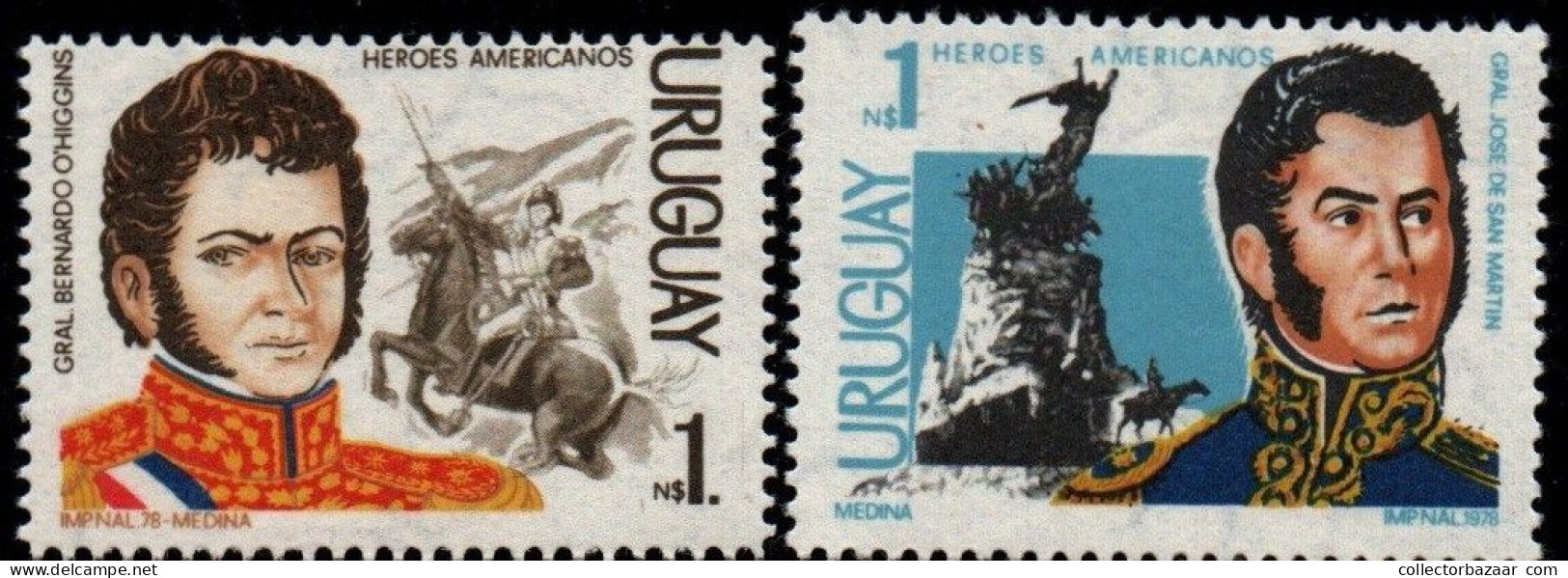 1978 Uruguay Bernardo O'Higgins And Jose De San Martin Liberators #1009 - 1010 ** MNH - Uruguay