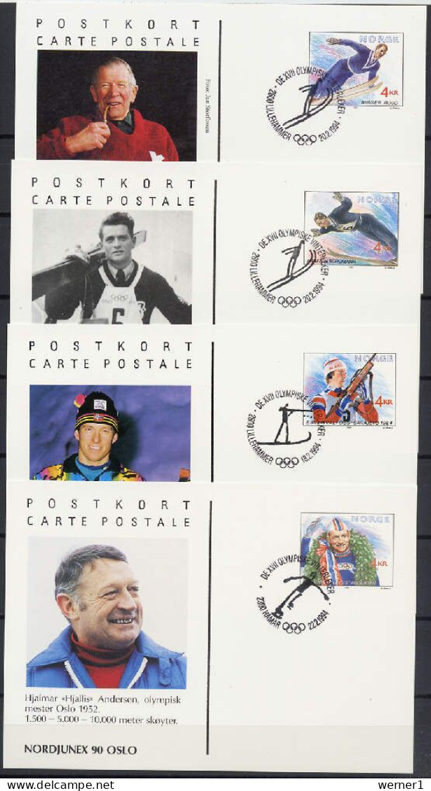 Norway 1994 Olympic Games Lillehammer 4 Commemorative Postcards - Hiver 1994: Lillehammer