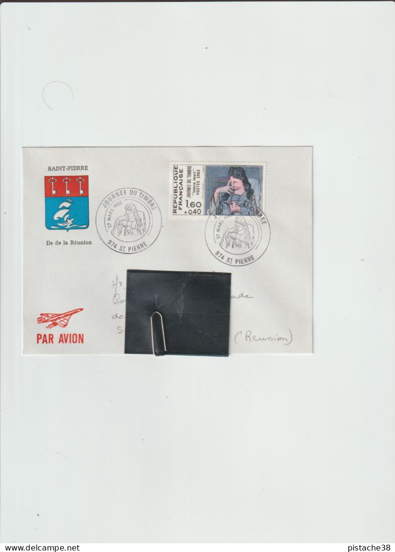 Enveloppe  Ile De La Réunion - SAINT PIERRE, Journée Du Timbre Du 27 Mars 1982 Superbe Blason - Used Stamps