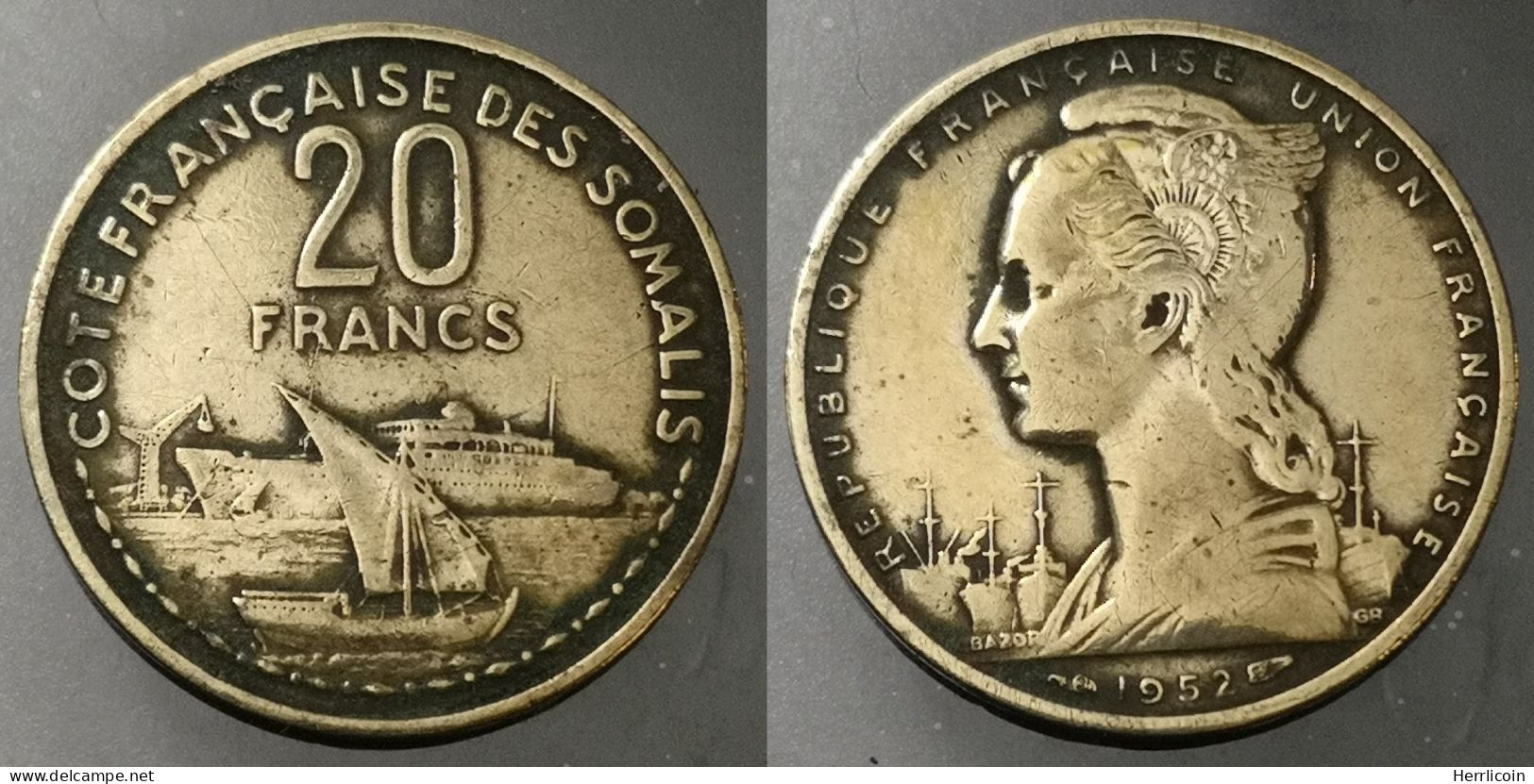 Monnaie Côte Française Des Somalis - 1952  - 20 Francs - Costa Francese Dei Somali