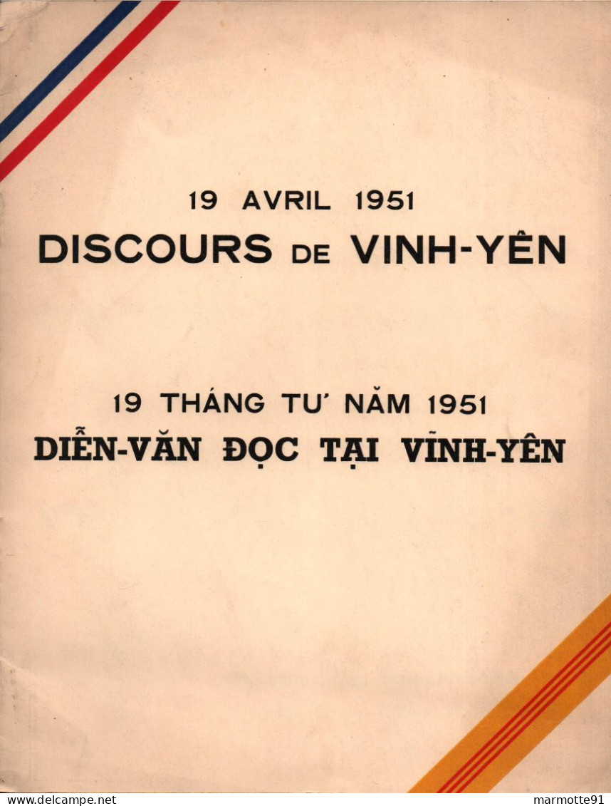 1951 DISCOURS DE VINH YEN  ARMEE FRANCAISE INDOCHINE INDOCHINA CEFEO - Français