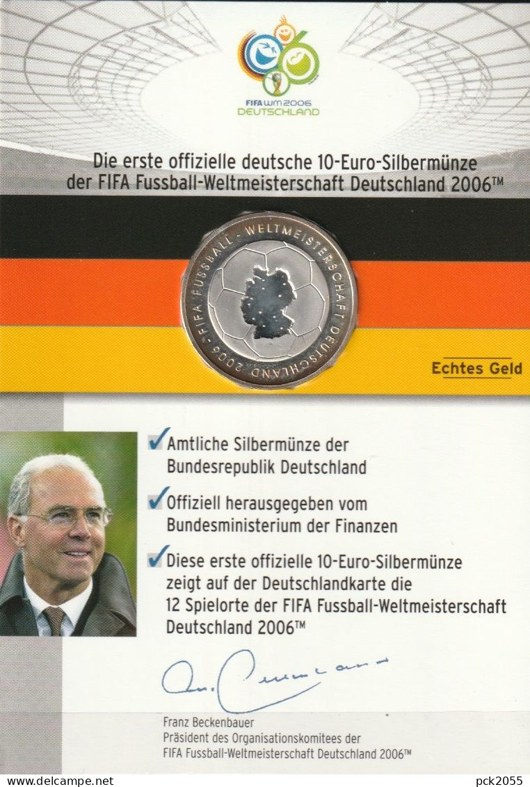 Deutschland 2003 Fußball-WM 2006 10 EURO Silber J.-Nr.499 ( D 2998 ) - Commemorative