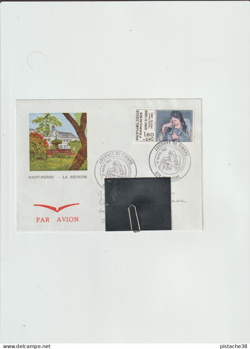 Enveloppe  Ile De La Réunion - SAINT PIERRE, Journée Du Timbre Du 27 Mars 1982, Superbe Blason - Used Stamps