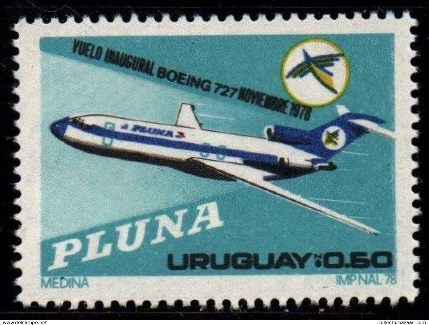1978 Uruguay Boeing 727 Inauguration By PLUNA Airlines #1014 ** MNH - Uruguay