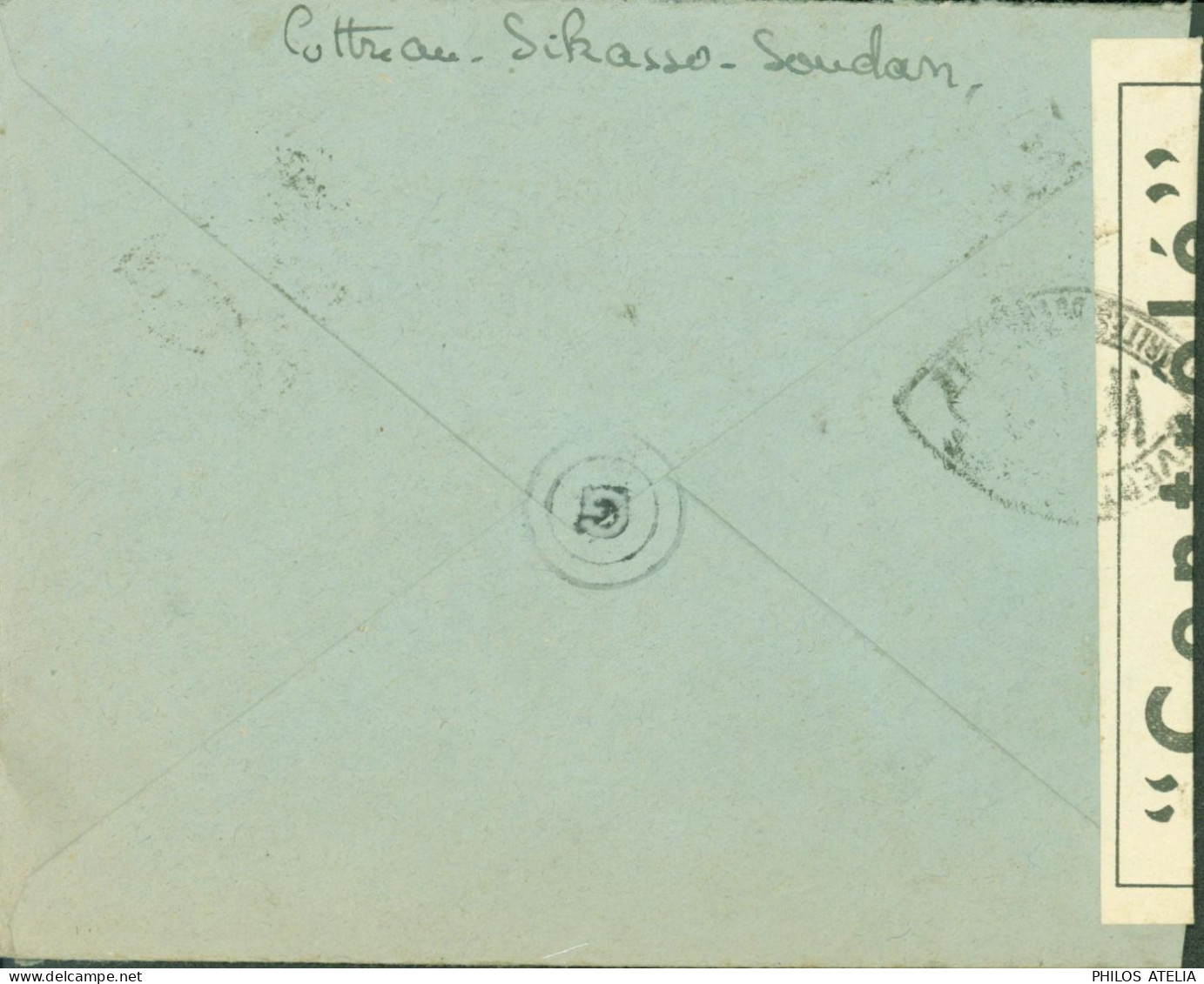 Soudan Français YT N°66 X2 Laitière Peulh + 68 X2 Porte Djenné CAD Sikasso 18 1 42 Censure Bande + Cachet WK2 Marseille - Lettres & Documents