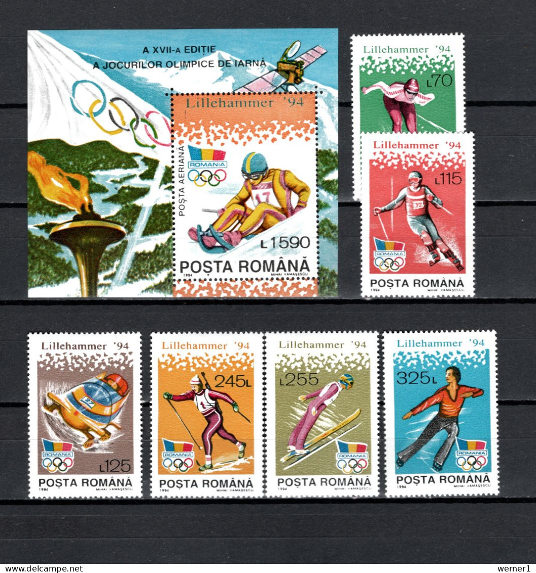 Romania 1994 Olympic Games Lillehammer, Space Set Of 6 + S/s MNH - Invierno 1994: Lillehammer