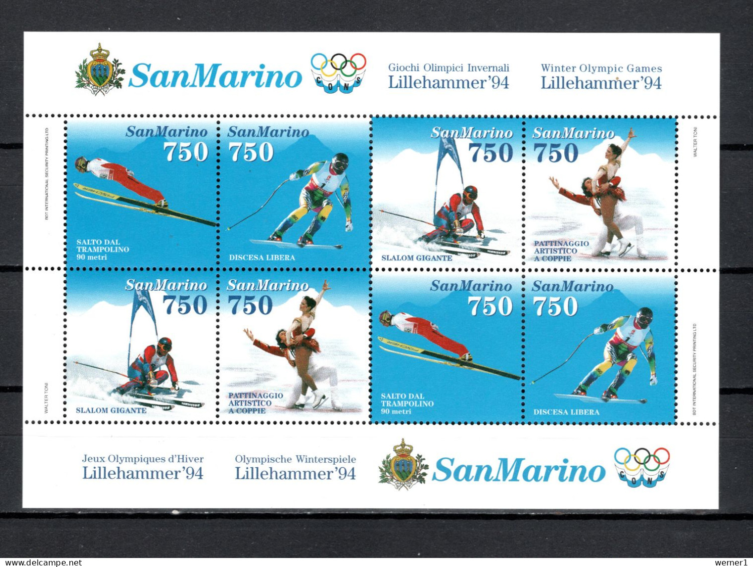 San Marino 1994 Olympic Games Lillehammer S/s MNH - Hiver 1994: Lillehammer