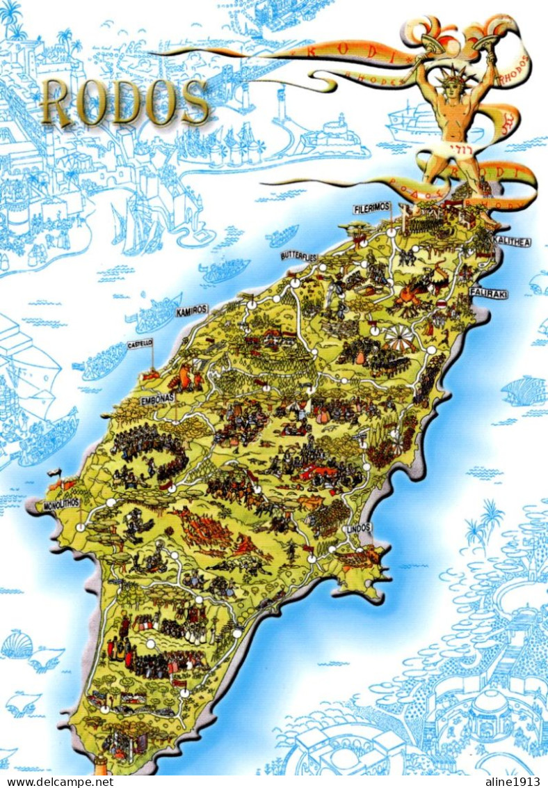 GRECE / ILE DE RHODES / CARTE GEOGRAPHIQUE DE L'ILE - Maps