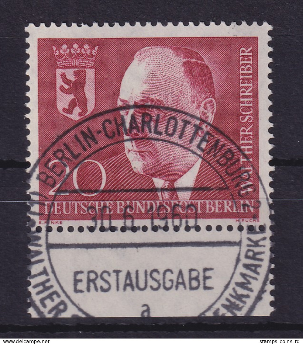 Berlin 1960 W. Schreiber Mi.-Nr. 192 Unterrandstück Mit ET-So.-O Und Gummierung - Used Stamps