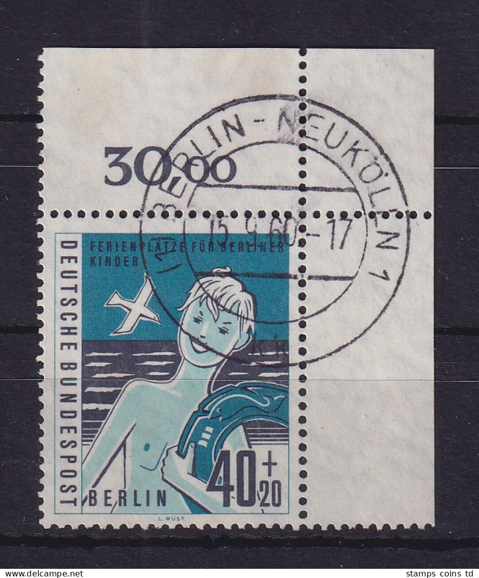 Berlin 1960 Ferienplätze 40+20 Pf Mi.-Nr. 196 Eckrandstück OR O BERLIN-NEUKÖLLN - Used Stamps