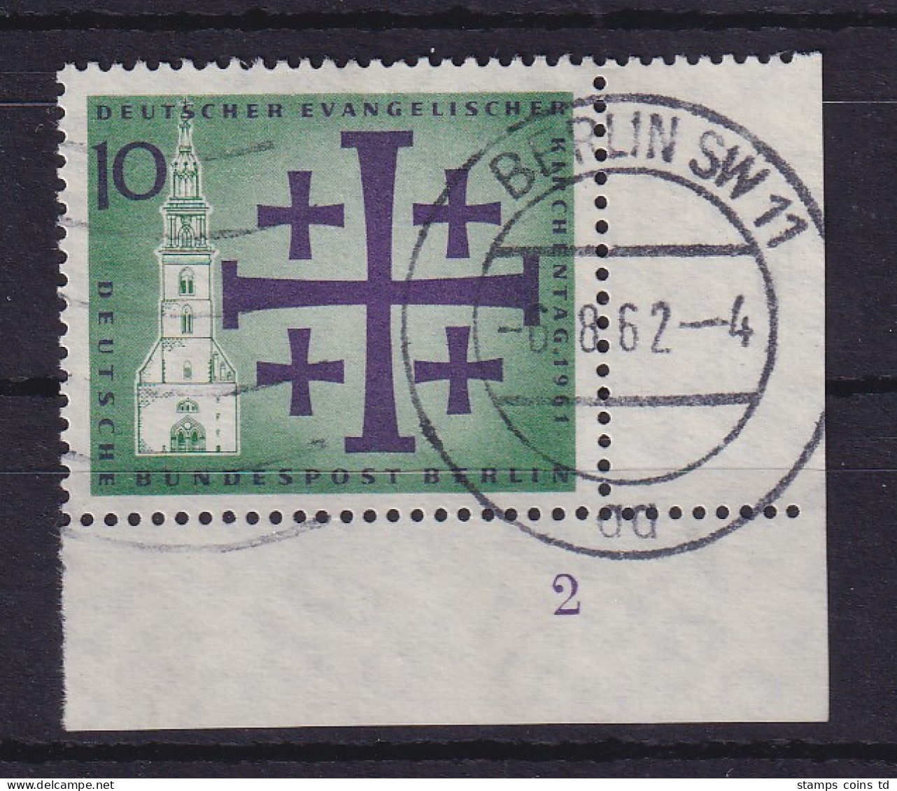 Berlin 1960 Kirchentag Mi.-Nr. 215 Eckrandstück UR Mit Formnummer 2 Gestempelt - Usados