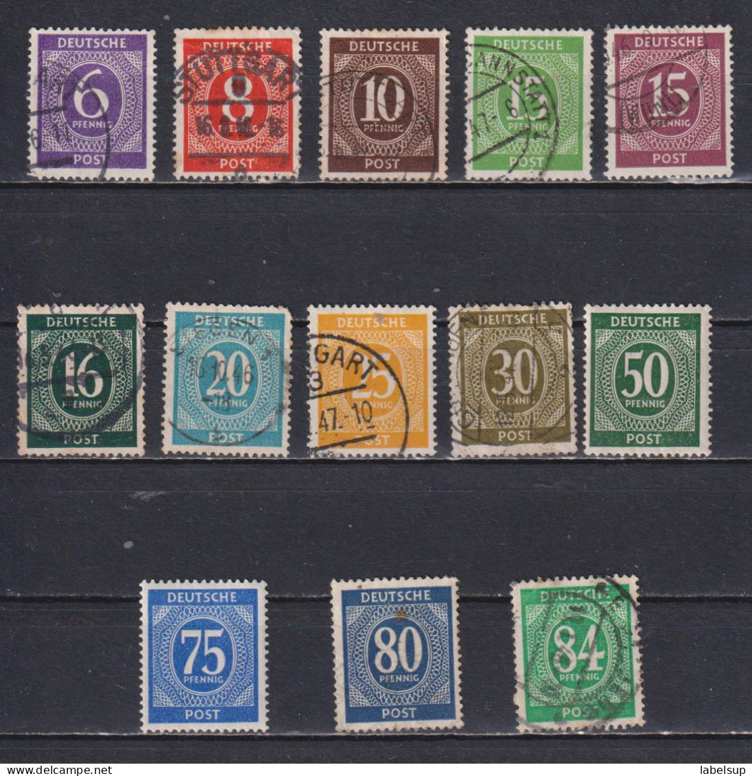 Lot De Timbres D'Allemagne Occupation Alliée Trizone Chiffres De 1946 - Usados