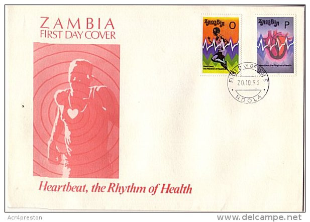 Zm0721f Zambia 1993, SG 721-2, Heartbeat Campaign (health, Medicine), FDC - Zambie (1965-...)