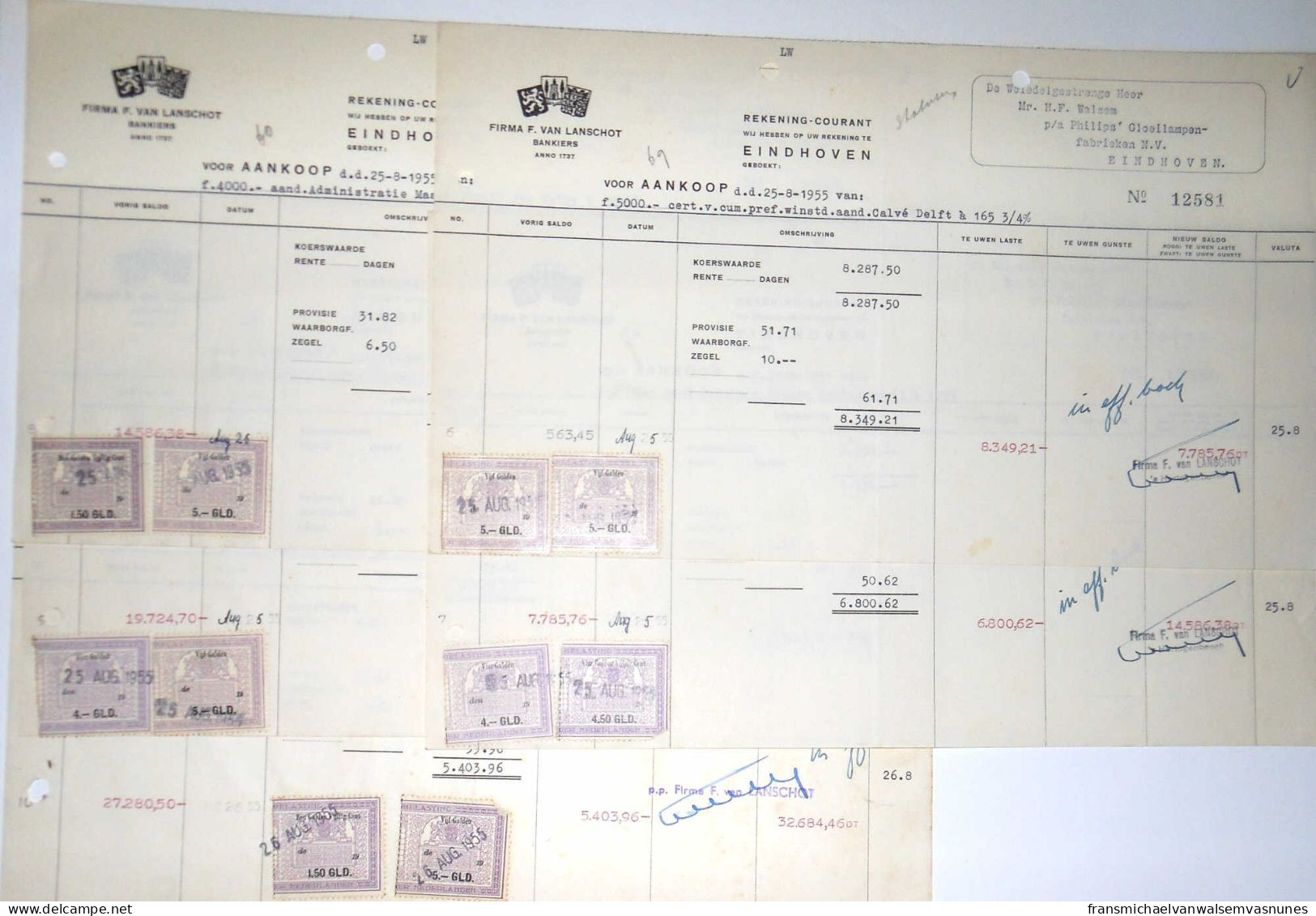 16 Stukken Met Fiscale/belasting/beurs Zegels Van 10 Cent T/m 5 Gulden - 23 Zegels - Revenue Stamps