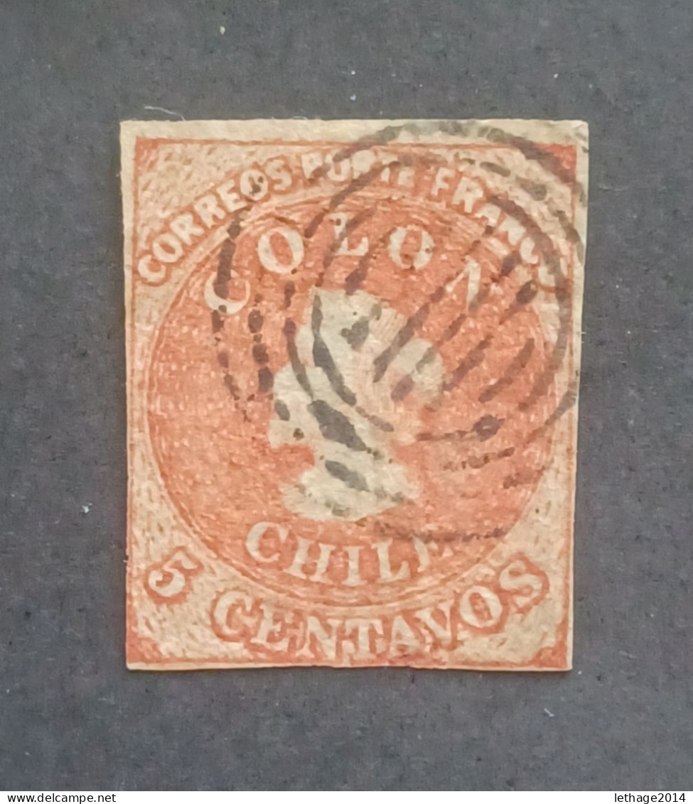 CILE 1855 CRISTOFORO COLOMBO SCOTT N 8 WMK C 3 SCANNERS - Chile