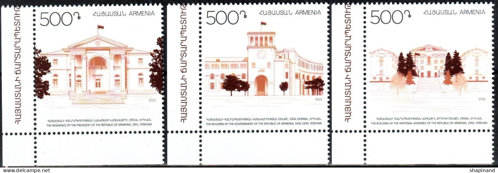 Armenia 2022 “Architecture Of Armenia” 3v Quality:100% - Arménie