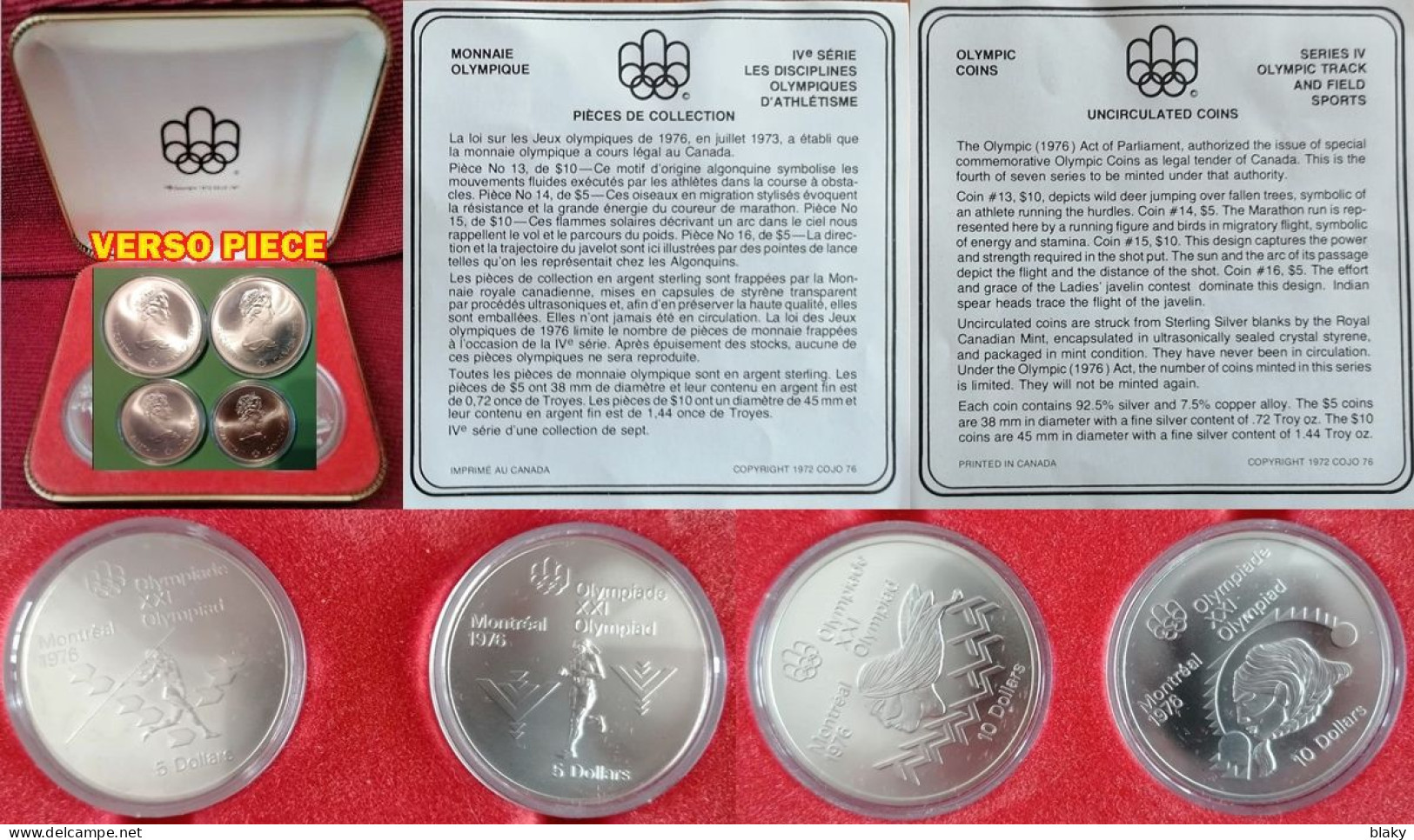 1976-COFFRET- 4 JO MONTREAL -ARGENT -SOUS CAPSULE--30 Dollars Canadiens Cours Légale-SERIE4 - Canada