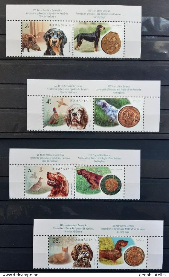 ROMANIA 2024 FAUNA Animals HUNTING DOGS - Fine Set + Labels MNH - Nuovi