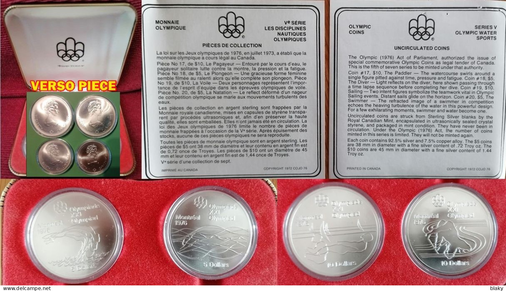 1976-COFFRET- 4 JO MONTREAL -ARGENT -SOUS CAPSULE--30 Dollars Canadiens Cours Légale-SERIE5 - Canada